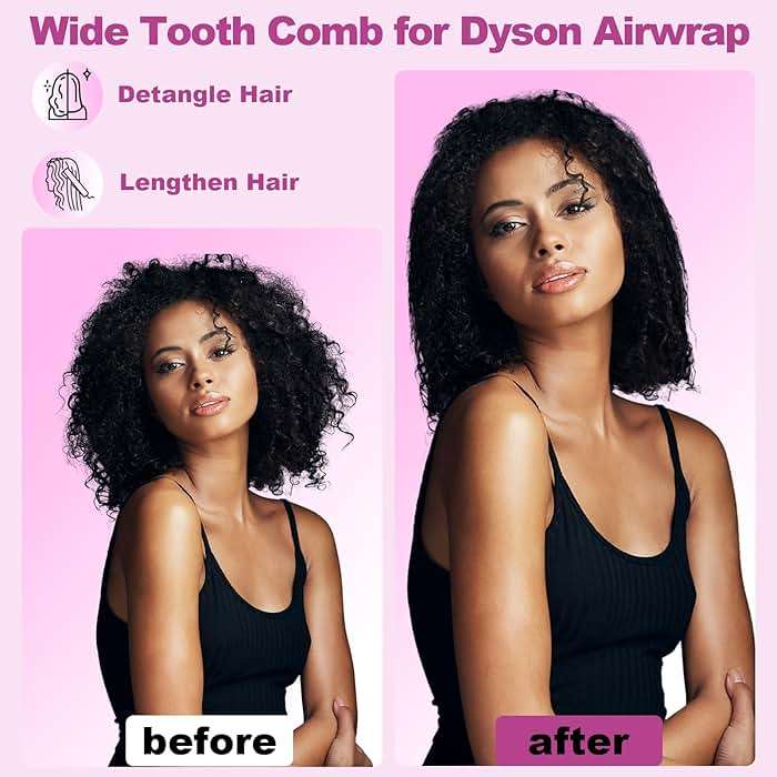 PUREGUST Wide Tooth Comb Nozzle Attachment Replacement for Dyson Airwrap HS01 HS05 HS08, Pre Styling Dryer Brush for Curly Coily to Combs Detangle and Lengthen Hair, Part NO.971894-03 - Image 4