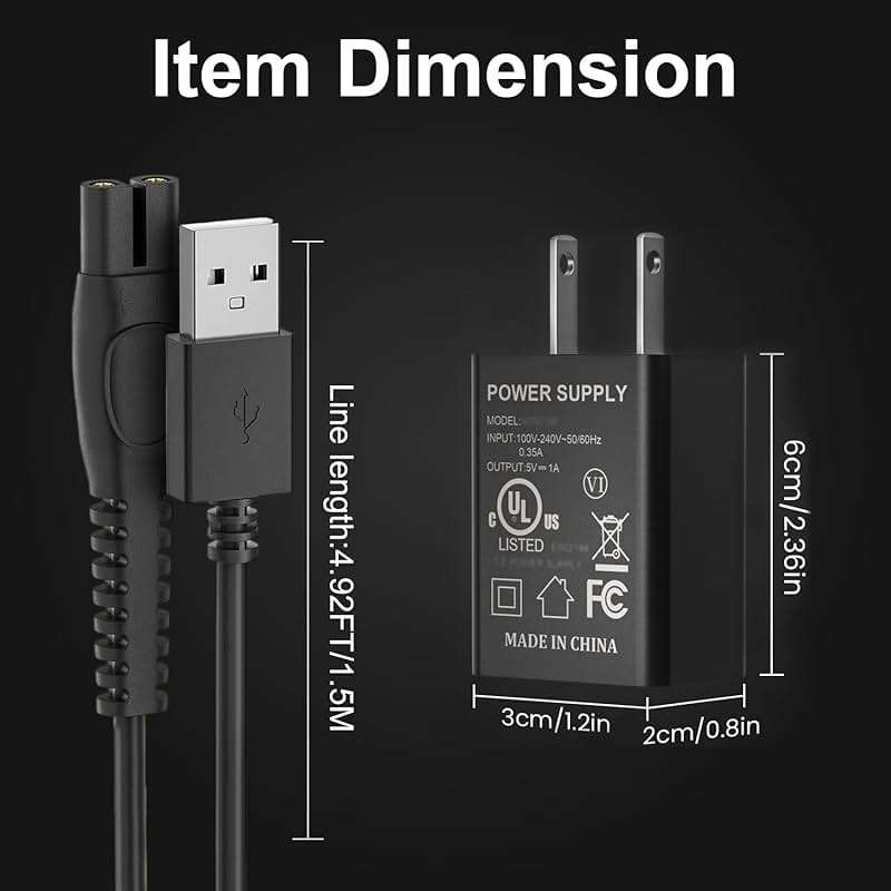 Xxszhy 5V Fast Charger Fit for Philips Norelco One Blade QP2724 QP2834 QP1324 QP4631 QP6542 QP6552 QP4530 QP1924 MG7910 MG5910 MG9510 MG9525 Fit for Phillips One Blade Trimmer Electric Shaver Razor - Image 7
