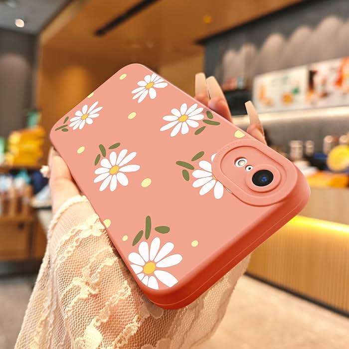 CASBST Compatible with iPhone XR Phone Case, Fashion Flower Pattern Design Girls Women Liquid Silicone Cover, Slim Shockproof and Scratch-Resistant Soft Case for iPhone XR- Pink - Image 3
