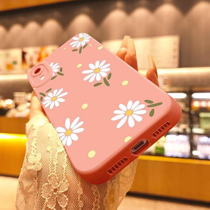 CASBST Compatible with iPhone XR Phone Case, Fashion Flower Pattern Design Girls Women Liquid Silicone Cover, Slim Shockproof and Scratch-Resistant Soft Case for iPhone XR- Pink - Image 5