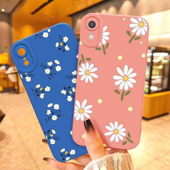 CASBST Compatible with iPhone XR Phone Case, Fashion Flower Pattern Design Girls Women Liquid Silicone Cover, Slim Shockproof and Scratch-Resistant Soft Case for iPhone XR- Pink - Image 6