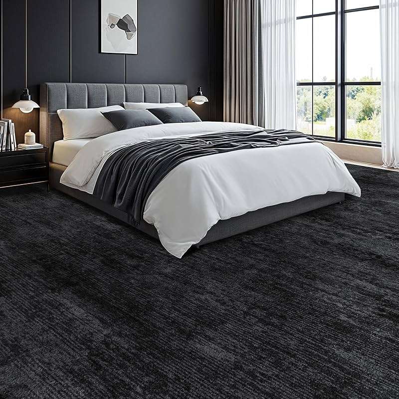 LIANLAM Washable Rug 8x10 Area Rugs for Living Room - Stain Resistant Non-Slip Backing Boho Rug for Bedroom,Durable & Ultra-Thin Vintage Large Area Rug(8x10,Black) - Image 2