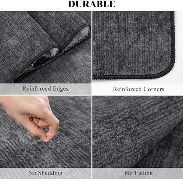 LIANLAM Washable Rug 8x10 Area Rugs for Living Room - Stain Resistant Non-Slip Backing Boho Rug for Bedroom,Durable & Ultra-Thin Vintage Large Area Rug(8x10,Black) - Image 6