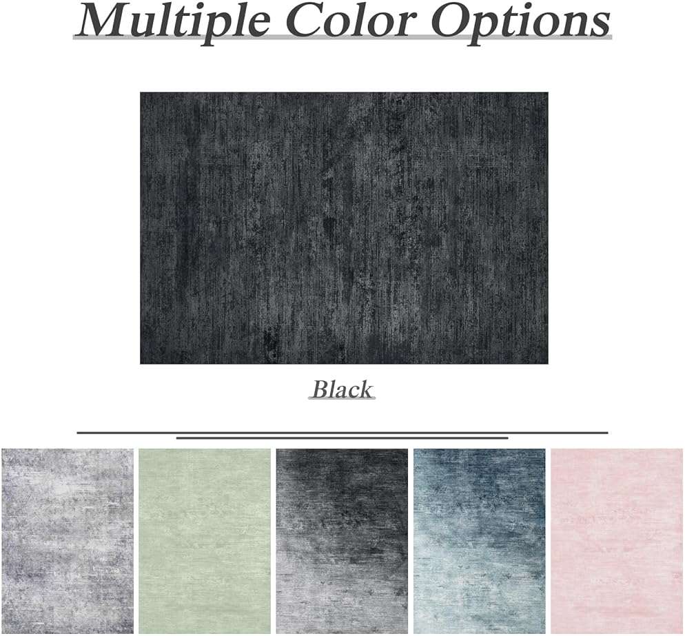 LIANLAM Washable Rug 8x10 Area Rugs for Living Room - Stain Resistant Non-Slip Backing Boho Rug for Bedroom,Durable & Ultra-Thin Vintage Large Area Rug(8x10,Black) - Image 7