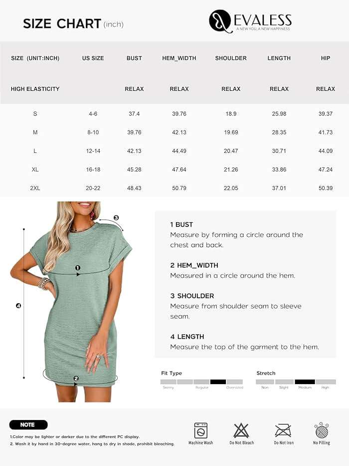 EVALESS Womens Summer Dresses 2026 Fashion Short Sleeve Cute Spring Mini Dress Crewneck Casual Beach Vacation Dresses - Image 6