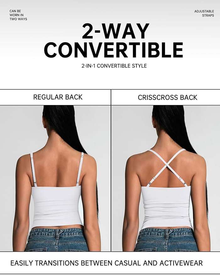 AlisOker Womens Double Lined Tank Tops Adjustable Spaghetti Strap Scoop Neck Camisole Summer Y2K Going Out Cami Shirt - Image 4