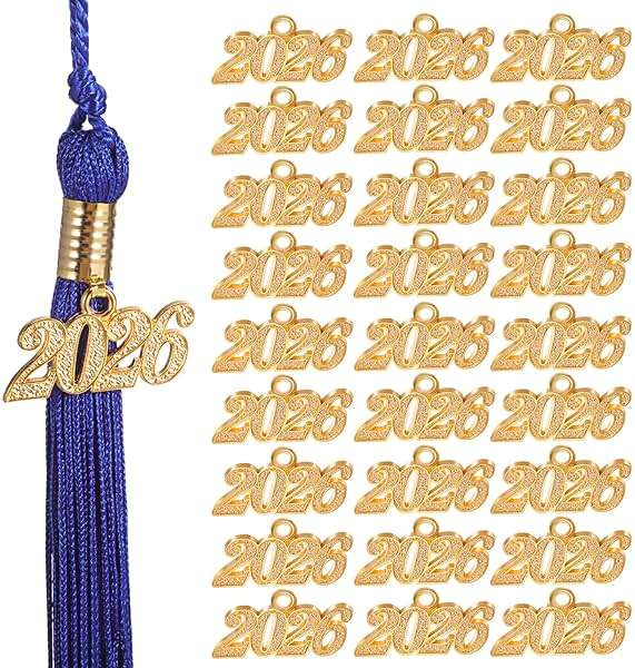 Operitacx 2025 Charm Graduation Cap Tassel Charm - 50Pcs Pendant DIY Jewelry Making Set - Image 1