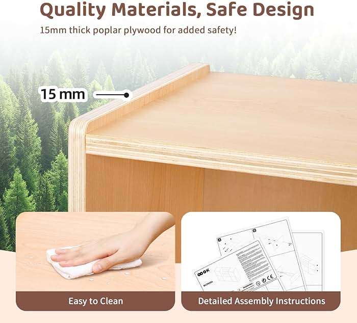 OOOK Montessori Bookshelf and Toy Storage Organizer, 2-Tier Horizontal Bookshelf, 5-Compartment Toy Storage Cabinet with Book Rack, Ideal Choice for Kids Classroom Organizer, Playroom and Daycare - Image 9