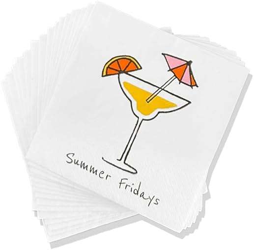 Coterie Summer Fridays Cocktail Napkins - 5” Disposable Paper Napkins (20-Pack) | Premium Party Napkins for Happy Hour, Drinks, Snacks & Entertaining | Fun & Stylish Cocktail Party Supplies - Image 1