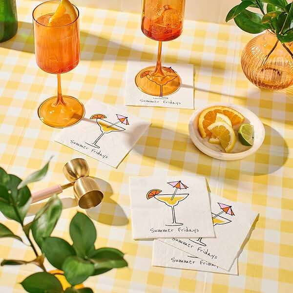 Coterie Summer Fridays Cocktail Napkins - 5” Disposable Paper Napkins (20-Pack) | Premium Party Napkins for Happy Hour, Drinks, Snacks & Entertaining | Fun & Stylish Cocktail Party Supplies - Image 2