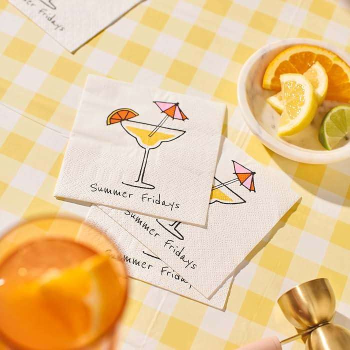 Coterie Summer Fridays Cocktail Napkins - 5” Disposable Paper Napkins (20-Pack) | Premium Party Napkins for Happy Hour, Drinks, Snacks & Entertaining | Fun & Stylish Cocktail Party Supplies - Image 3