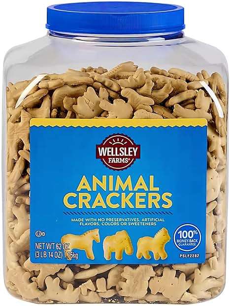 Wellsley Farms Animal Crackers 62oz. Resealable Tub. - Image 1