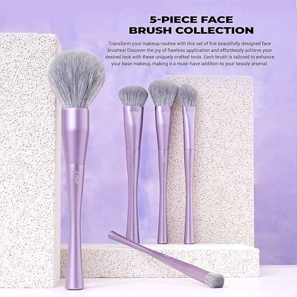 Jessup Makeup Brushes Set Professional 14pcs Vegan Make Up Brushes, Foundation Eyeshadow Concealer Contour Powder Blush Blending Eyeliner Brush, Premium Synthetic Fiber, Luxury Purple T512 - Image 3