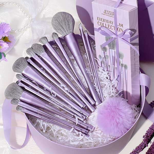 Jessup Makeup Brushes Set Professional 14pcs Vegan Make Up Brushes, Foundation Eyeshadow Concealer Contour Powder Blush Blending Eyeliner Brush, Premium Synthetic Fiber, Luxury Purple T512 - Image 6
