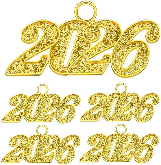 2026 Charms, 5 PCS Gold Graduation Tassel Charm, Charms for Graduation Cap, Graduations Cap Tassel 2026 Year Charm for Graduate Hats Graduations Decorations - Image 1