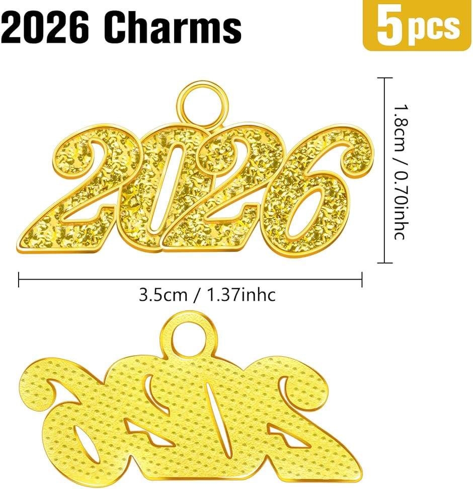 2026 Charms, 5 PCS Gold Graduation Tassel Charm, Charms for Graduation Cap, Graduations Cap Tassel 2026 Year Charm for Graduate Hats Graduations Decorations - Image 3