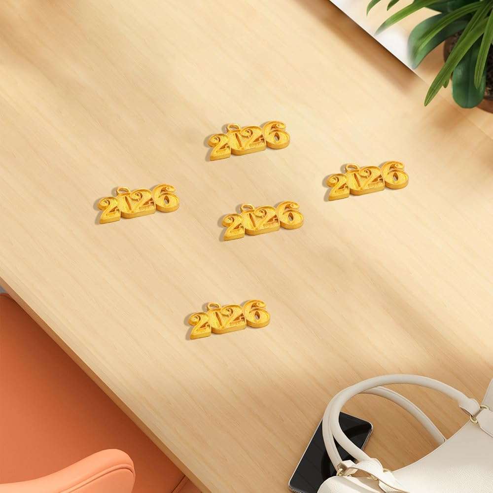 2026 Charms, 5 PCS Gold Graduation Tassel Charm, Charms for Graduation Cap, Graduations Cap Tassel 2026 Year Charm for Graduate Hats Graduations Decorations - Image 5
