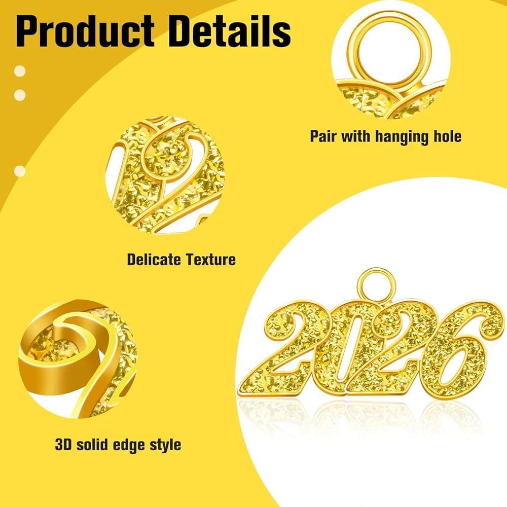 2026 Charms, 5 PCS Gold Graduation Tassel Charm, Charms for Graduation Cap, Graduations Cap Tassel 2026 Year Charm for Graduate Hats Graduations Decorations - Image 6