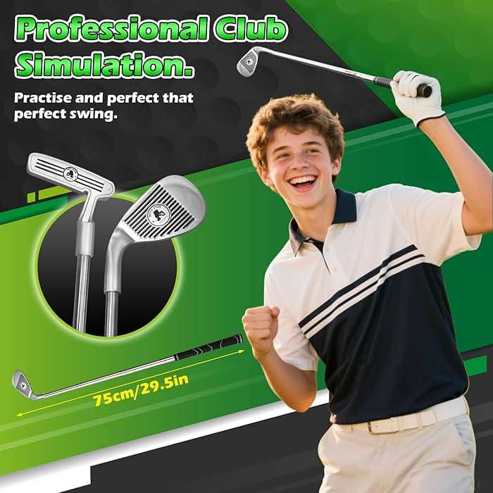 TERRAMUS Upgraded Golf Putting Mat for Kids, Putting Green with LED Light up Holes, Glowing Balls, 2 Clubs, Toy Golf Set, Golfing Mats Indoor Outdoor, Sport Game Golf Gift for for Kids Teens Family - Image 4