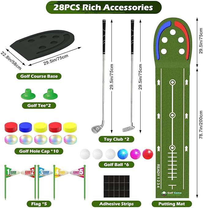 TERRAMUS Upgraded Golf Putting Mat for Kids, Putting Green with LED Light up Holes, Glowing Balls, 2 Clubs, Toy Golf Set, Golfing Mats Indoor Outdoor, Sport Game Golf Gift for for Kids Teens Family - Image 7