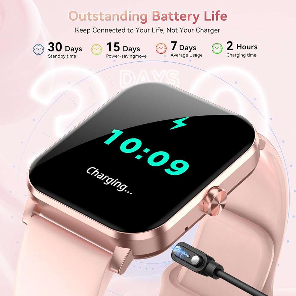 Jacoosa Smart Watch, 1.85" HD Smartwatch for Men Women (Answer/Make Calls), Fitness Watch with 120+ Sports Modes, IP68 Waterproof, Heart Rate/Sleep Monitor, Activity Trackers for iOS/Android (Pink) - Image 6