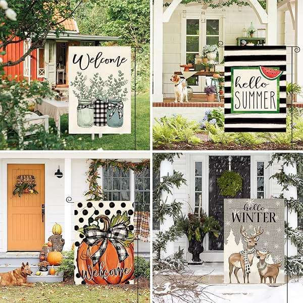 AVOIN colorlife Set of 12 Seasonal Holiday Garden Flag 12x18 Inch Double Sided Outside, Welcome Farmhouse Yard Outdoor Flag - Image 2