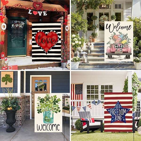 AVOIN colorlife Set of 12 Seasonal Holiday Garden Flag 12x18 Inch Double Sided Outside, Welcome Farmhouse Yard Outdoor Flag - Image 3