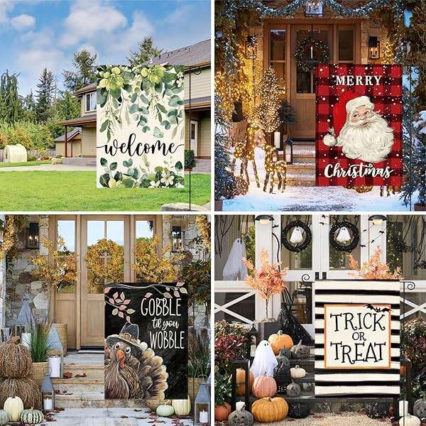 AVOIN colorlife Set of 12 Seasonal Holiday Garden Flag 12x18 Inch Double Sided Outside, Welcome Farmhouse Yard Outdoor Flag - Image 4