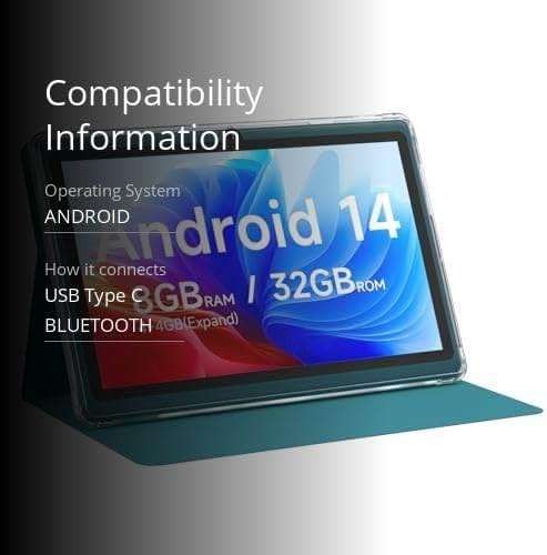 Android 14 Tablet 7 inch Tablets with Case, 8GB RAM 32GB ROM 1TB Expand, Quad-Core Processor Tablet PC, 1024 x 600 IPS Screen, Dual Camera, 3000mAh Battery, Bluetooth, WiFi, GMS, Widevine L1, Navy - Image 3