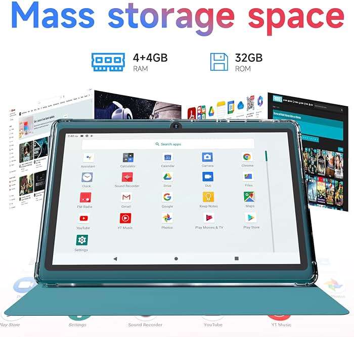 Android 14 Tablet 7 inch Tablets with Case, 8GB RAM 32GB ROM 1TB Expand, Quad-Core Processor Tablet PC, 1024 x 600 IPS Screen, Dual Camera, 3000mAh Battery, Bluetooth, WiFi, GMS, Widevine L1, Navy - Image 4