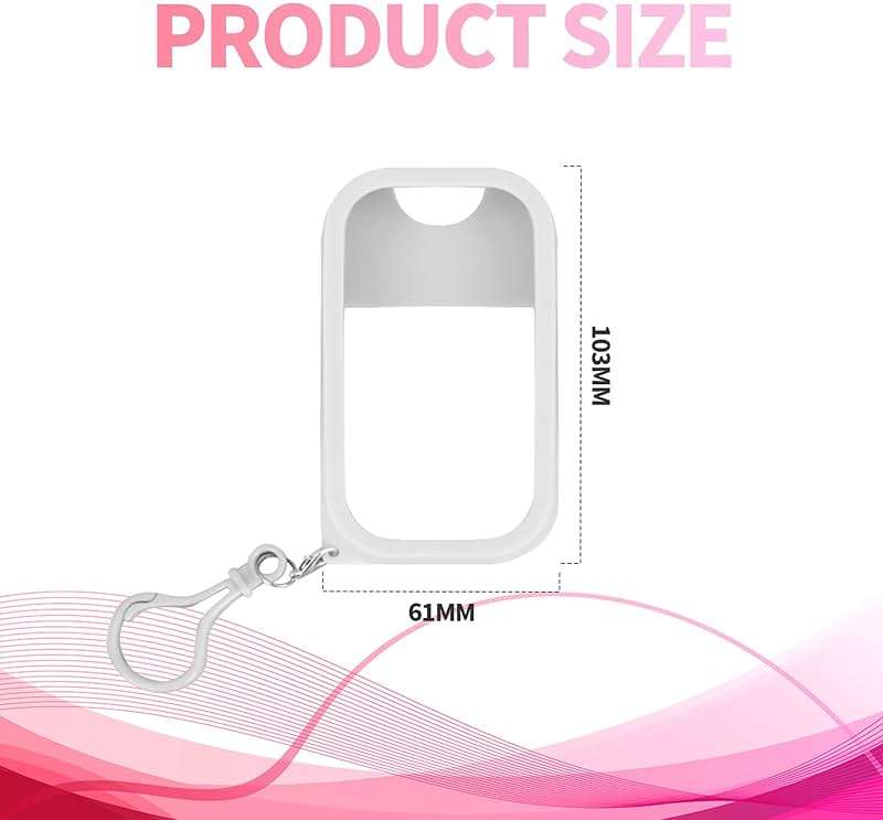 ymkupe 2PCS Silicone Case Compatible with Hand Sanitizer Spray, Protective Case with Keychain for Power Mist and Glow Mist 1.69fl.oz, Hand Sanitizer Spray Accessory (White & Pink) - Image 3