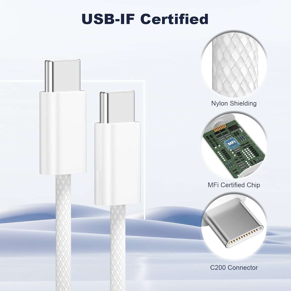 Quickeep USB C to USB C Cable 3FT 2 Pack, Nylon Braided 60W iPhone 17 16 15 Charger Cord, Type C Charger Fast Charging, USBC to USBC Cable for iPhone 17 16 15 Pro Plus Pro Max/iPad Pro/Air - Image 6