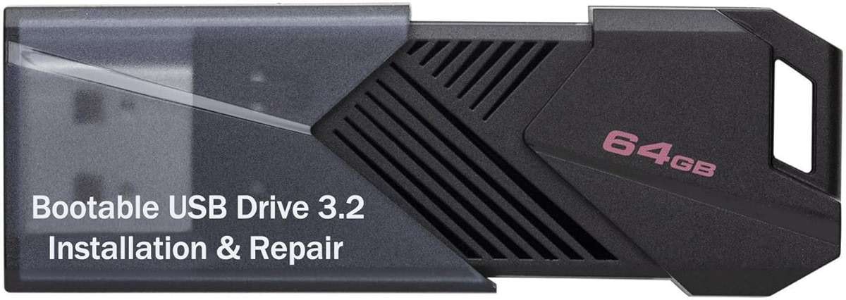 64GB - Bootable USB Driver 3.2 for Windows 11/10/8.1/7/, WinPE,Password Reset, WiFi & LAN Drives,Bypass TPM requirement,Supported UEFI and Legacy, Reinstall Windows,Compatible New Build & Old Computer - Image 1