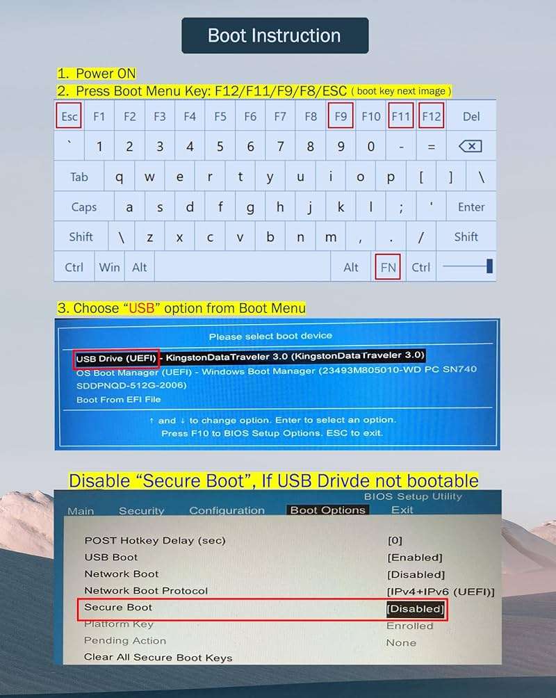 64GB - Bootable USB Driver 3.2 for Windows 11/10/8.1/7/, WinPE,Password Reset, WiFi & LAN Drives,Bypass TPM requirement,Supported UEFI and Legacy, Reinstall Windows,Compatible New Build & Old Computer - Image 5