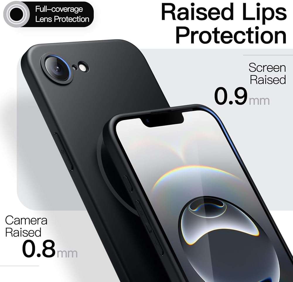 JETech Magnetic Slim Case for iPhone 17e (2026) / iPhone 16e Compatible with MagSafe, Camera Lens Full Protection, Ultra-Thin Lightweight Matte Finish Minimalist Phone Cover (Black) - Image 4