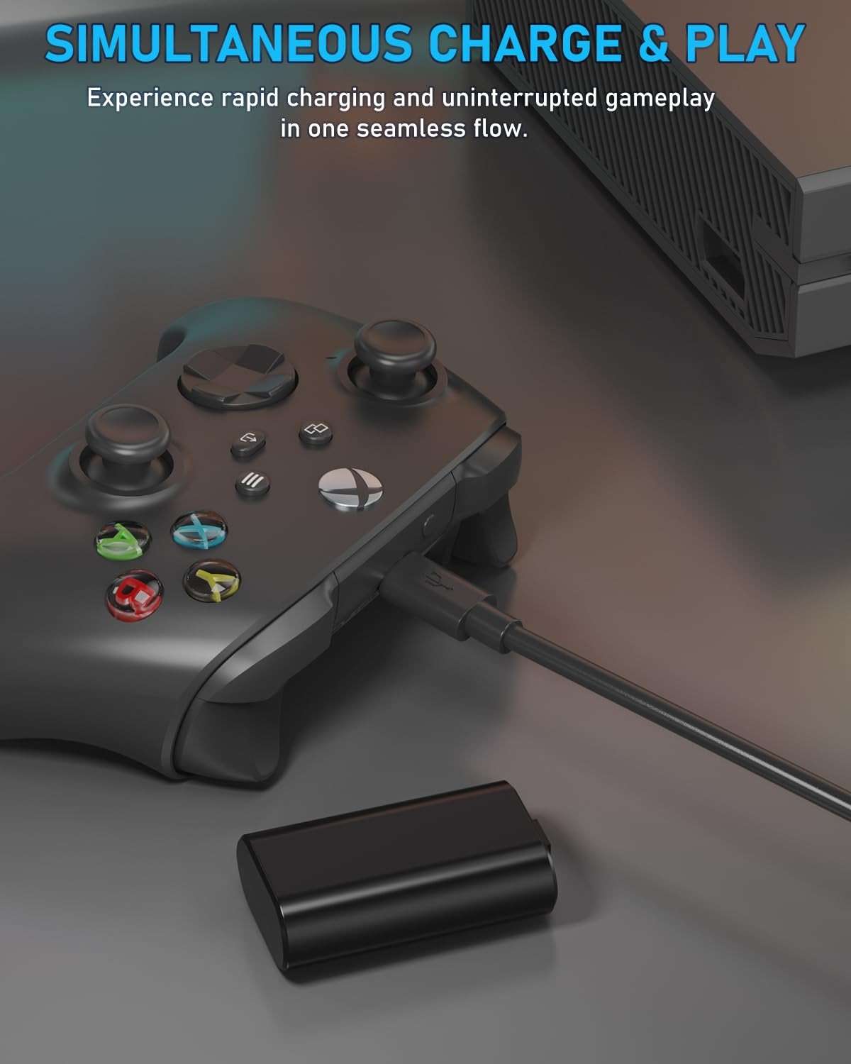 Wzygdzsw 2×6660mWh Rechargeable Battery Pack for Xbox Series X/S & One/S/X/Elite Controllers, Overcharge/Short-Circuit Protection | Play & Charge, FCC/CE Certified (Includes 2 Battery Only) - Image 3