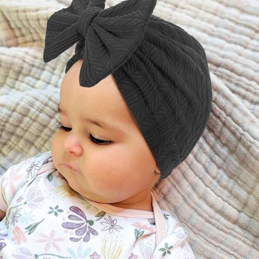 AQOKKA Newborn Baby Girl Hats with Bow Toddler Infant Beanie Cap Newborn Hospital Hats for Baby Girl Kid 3-12 Months - Image 3
