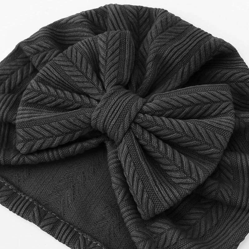AQOKKA Newborn Baby Girl Hats with Bow Toddler Infant Beanie Cap Newborn Hospital Hats for Baby Girl Kid 3-12 Months - Image 7