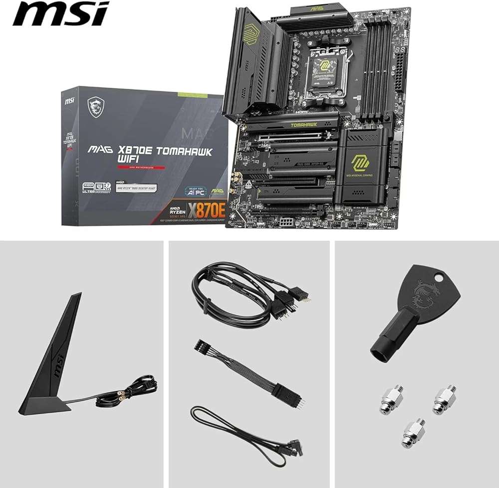 Micro Center AMD Ryzen 9 9900X CPU Processor with MSI MAG X870E Tomahawk WiFi ATX Motherboard (DDR5, PCIe 5.0 x16, M.2 Gen5, Wi-Fi 7, 5G LAN) - Image 8