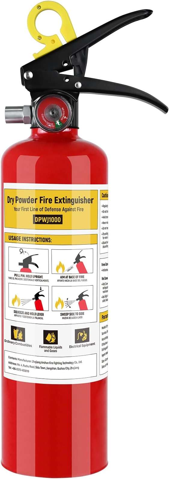 ABC Fire Extinguisher for Home- 1-A:10-B:C Rated Dry Chemical Extinguisher, Extintor Para Carro Fire Safety Equipment with Quick-Release Handle for Kitchen, Business, Vehicle - Image 1