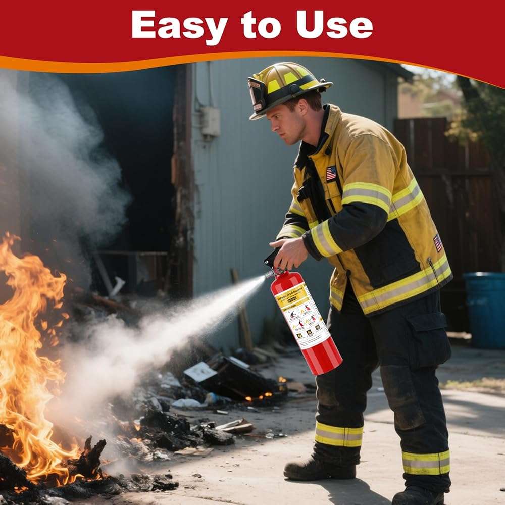 ABC Fire Extinguisher for Home- 1-A:10-B:C Rated Dry Chemical Extinguisher, Extintor Para Carro Fire Safety Equipment with Quick-Release Handle for Kitchen, Business, Vehicle - Image 2