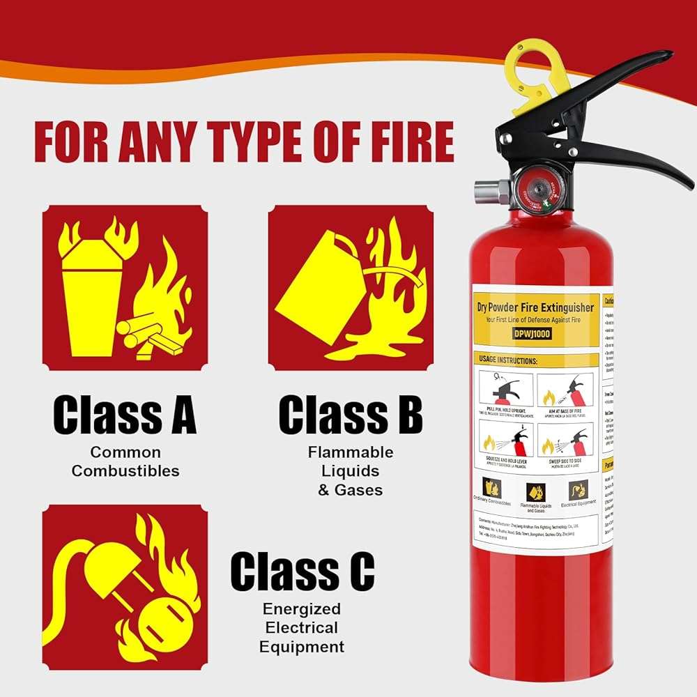 ABC Fire Extinguisher for Home- 1-A:10-B:C Rated Dry Chemical Extinguisher, Extintor Para Carro Fire Safety Equipment with Quick-Release Handle for Kitchen, Business, Vehicle - Image 3