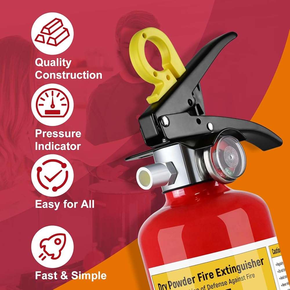 ABC Fire Extinguisher for Home- 1-A:10-B:C Rated Dry Chemical Extinguisher, Extintor Para Carro Fire Safety Equipment with Quick-Release Handle for Kitchen, Business, Vehicle - Image 4