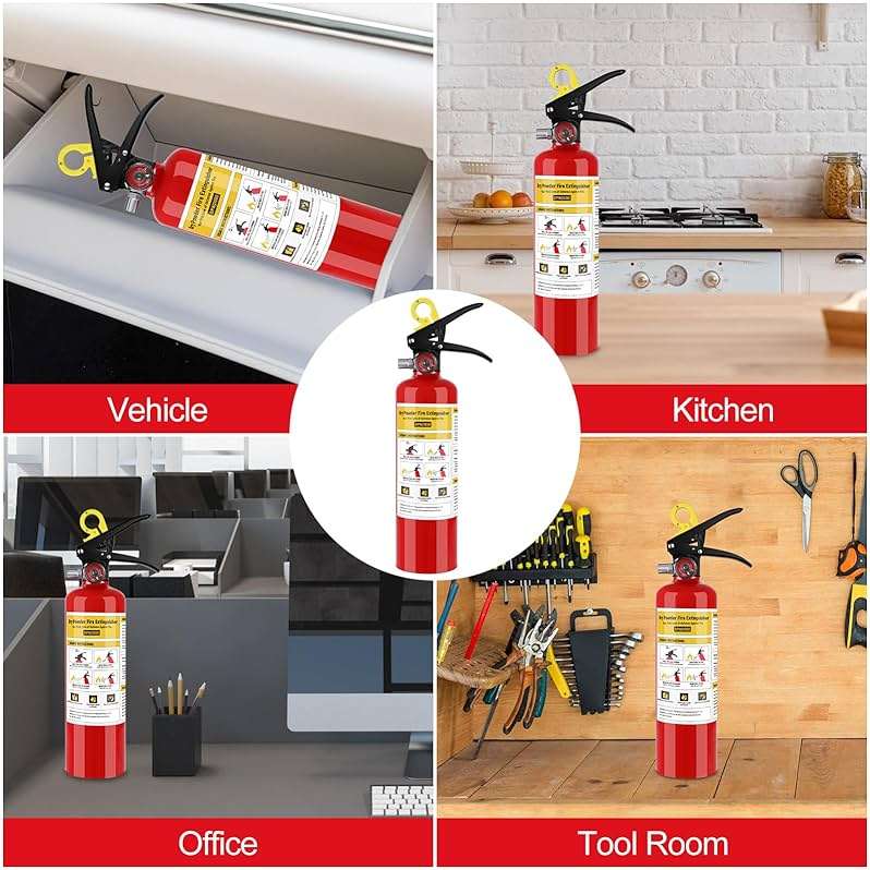 ABC Fire Extinguisher for Home- 1-A:10-B:C Rated Dry Chemical Extinguisher, Extintor Para Carro Fire Safety Equipment with Quick-Release Handle for Kitchen, Business, Vehicle - Image 6