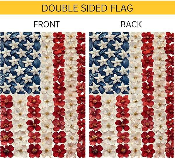 Memorial Day Spring Summer Garden Flag Small Patriotic Garden Flags Burlap Outside Lawn Patio Yard Outdoor 4th of July Floral Decoration 12x18 Inch Double-Sided - Image 6