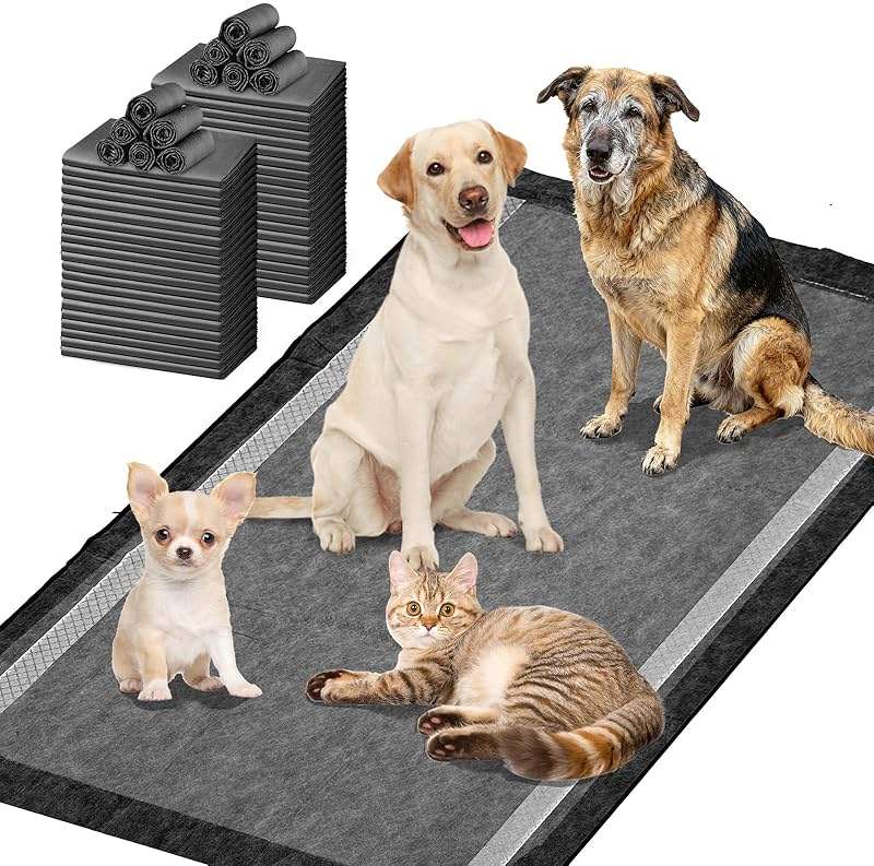 Gimars XXL 28"x44" 6-Layer Ultra Absorbent Pee Pads for Dogs, Leak-Proof Odor-Control Puppy Training Pads, Quick Dry Black Pet Pads 30 Counts Charcoal - Image 1