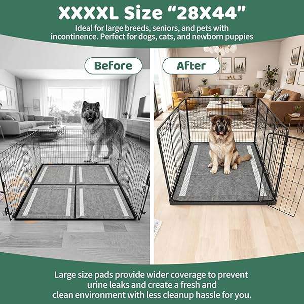 Gimars XXL 28"x44" 6-Layer Ultra Absorbent Pee Pads for Dogs, Leak-Proof Odor-Control Puppy Training Pads, Quick Dry Black Pet Pads 30 Counts Charcoal - Image 2