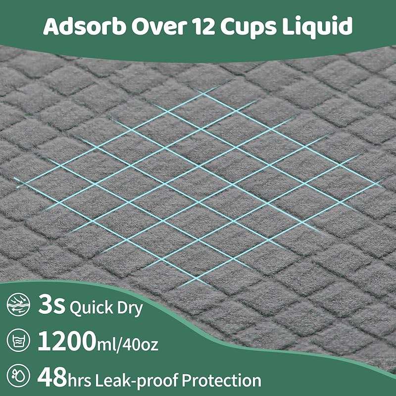 Gimars XXL 28"x44" 6-Layer Ultra Absorbent Pee Pads for Dogs, Leak-Proof Odor-Control Puppy Training Pads, Quick Dry Black Pet Pads 30 Counts Charcoal - Image 3