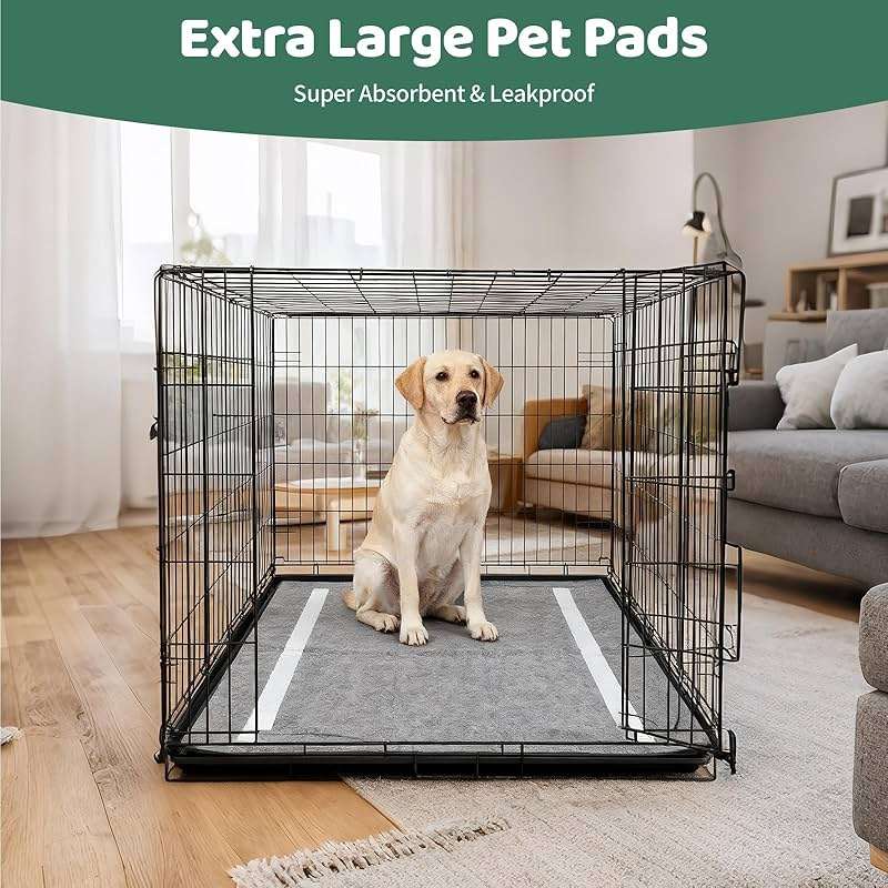 Gimars XXL 28"x44" 6-Layer Ultra Absorbent Pee Pads for Dogs, Leak-Proof Odor-Control Puppy Training Pads, Quick Dry Black Pet Pads 30 Counts Charcoal - Image 6