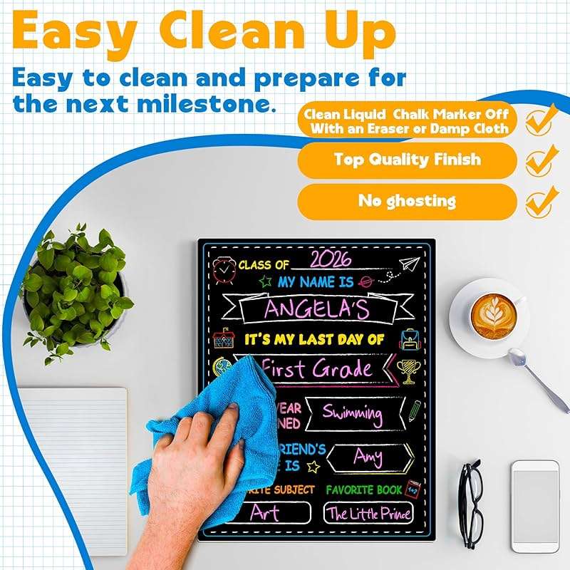 Melisheer First & Last Day of School Chalkboard, Personalized Paper Back to School Supplies, 14 X 11 in Erasable Double Sized First Day of School Board for Kids Son Daughter - Image 5